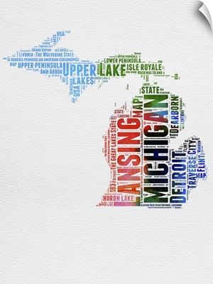 Michigan Watercolor Word Cloud