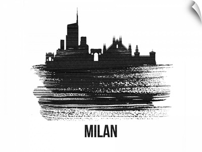 Milan Skyline Brush Stroke Black II