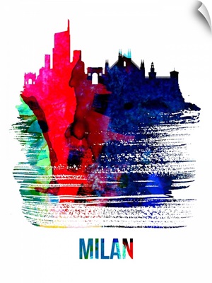 Milan Skyline Brush Stroke Watercolor