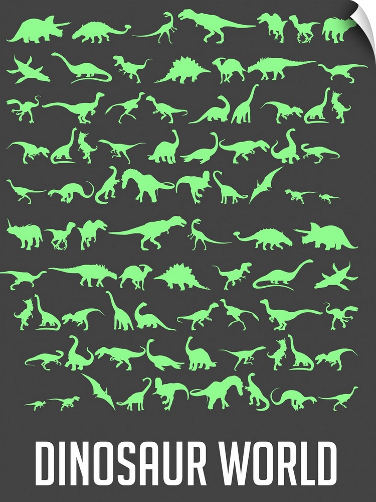 Minimalist Dinosaur World Poster - Green