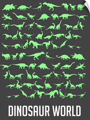 Minimalist Dinosaur World Poster - Green