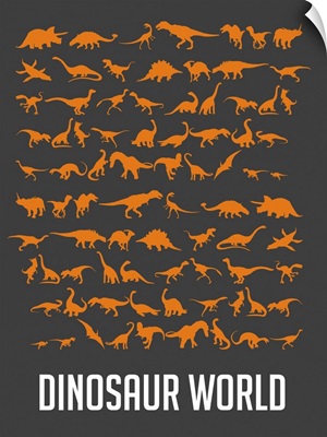 Minimalist Dinosaur World Poster - Orange