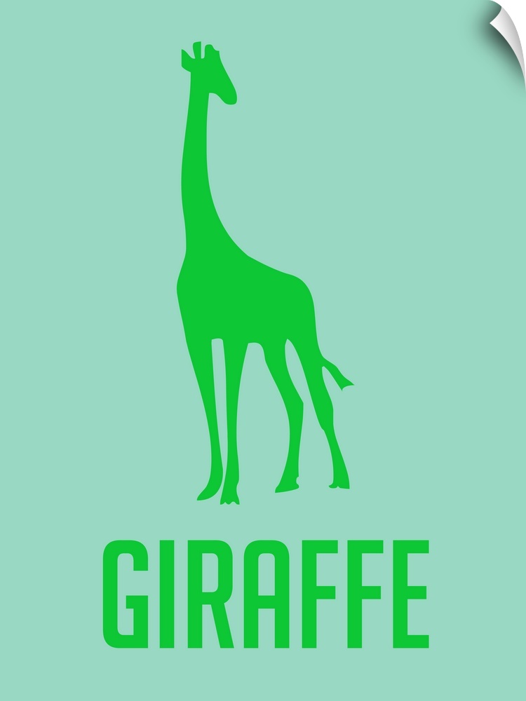 Minimalist Wildlife Poster - Giraffe - Green