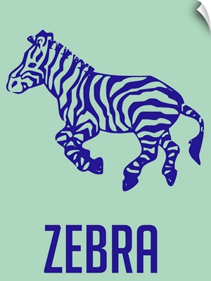 Minimalist Wildlife Poster - Zebra - Blue