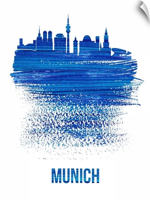 Munich Skyline Brush Stroke Blue
