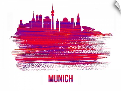 Munich Skyline Brush Stroke Red