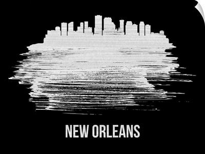 New Orleans Skyline Brush Stroke White