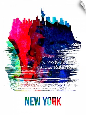 New York Skyline Brush Stroke Watercolor