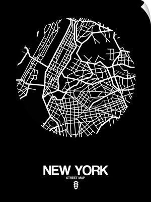 New York Street Map Black