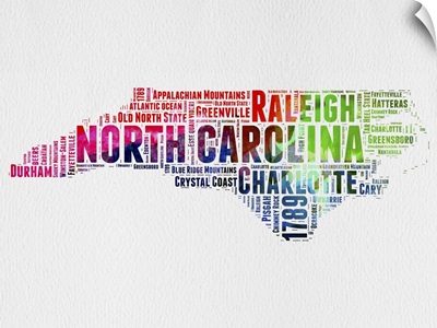 North Carolina Watercolor Word Cloud