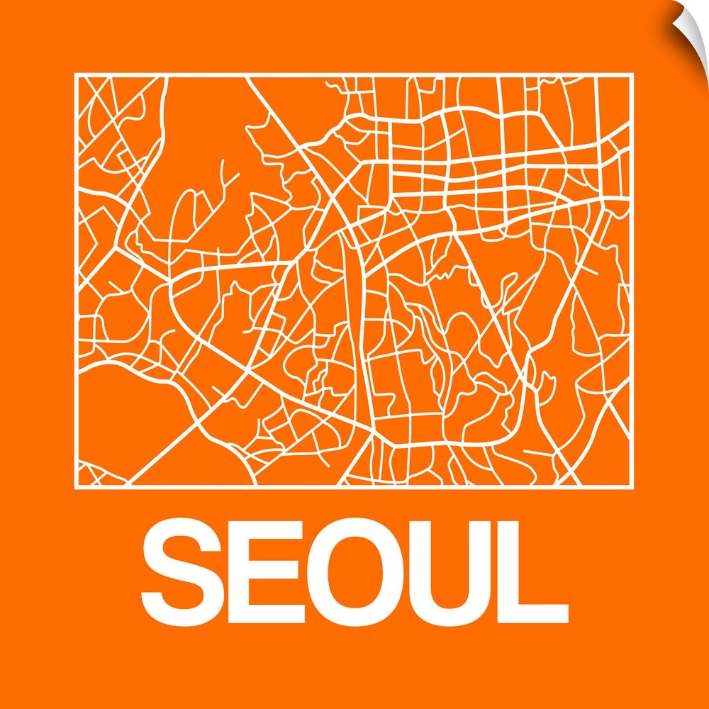 Contemporary minimalist art map of the city streets of Seoul.