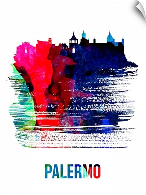 Palermo Skyline Brush Stroke Watercolor