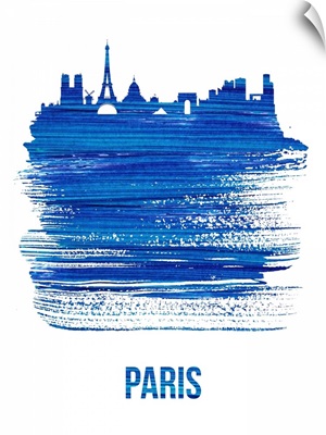 Paris Skyline Brush Stroke Blue