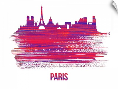 Paris Skyline Brush Stroke Red