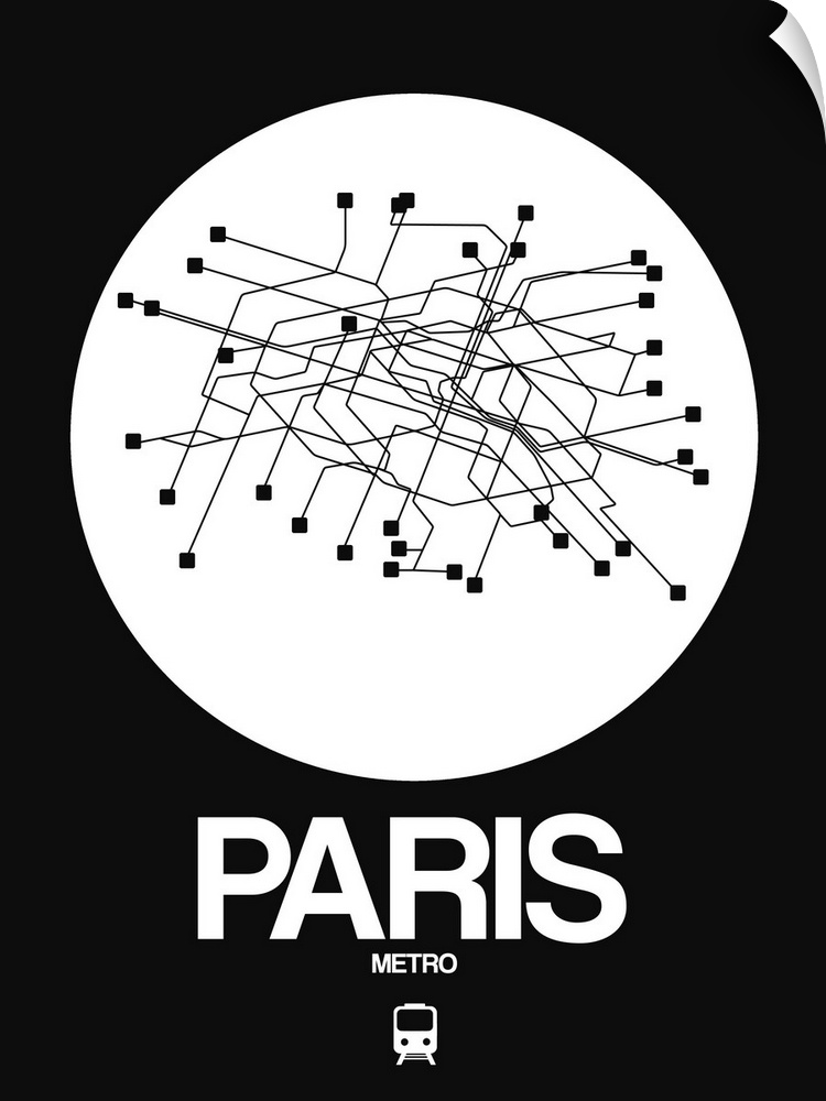 Paris White Subway Map