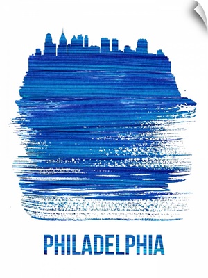 Philadelphia Brush Stroke Skyline Blue