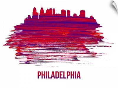 Philadelphia Skyline Brush Stroke Red