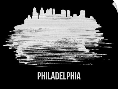 Philadelphia Skyline Brush Stroke White