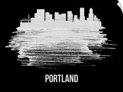 Portland Skyline Brush Stroke White