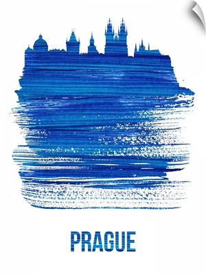 Prague Skyline Brush Stroke Blue