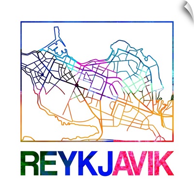 Reykjavik Watercolor Street Map