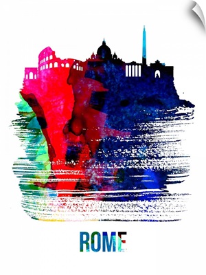 Rome Skyline Brush Stroke Watercolor
