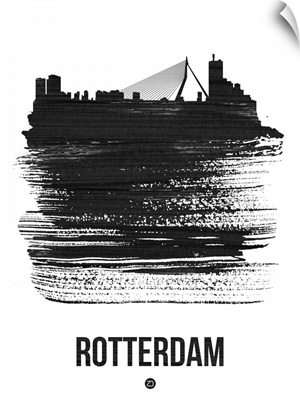 Rotterdam Skyline Brush Stroke Black