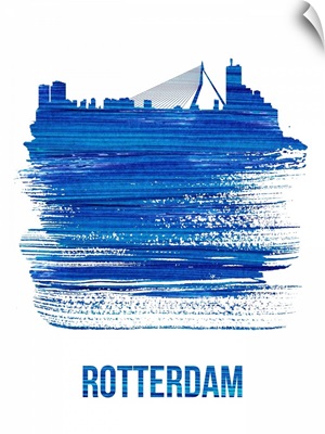 Rotterdam Skyline Brush Stroke Blue