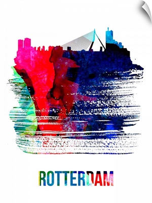 Rotterdam Skyline Brush Stroke Watercolor
