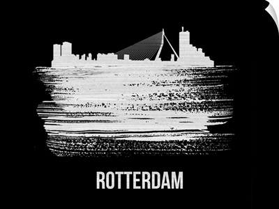Rotterdam Skyline Brush Stroke White