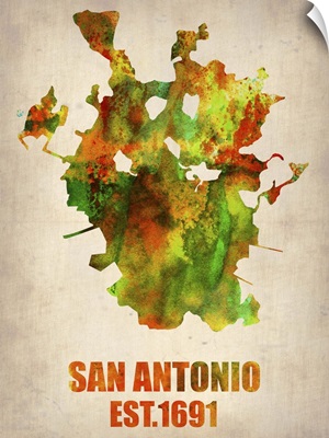 San Antonio Watercolor Map