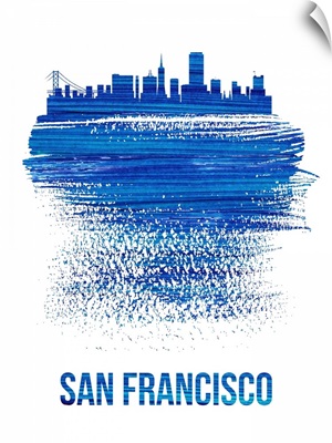 San Francisco Brush Stroke Skyline Blue