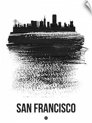 San Francisco Skyline Brush Stroke Black