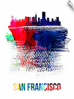 San Francisco Skyline Brush Stroke Watercolor