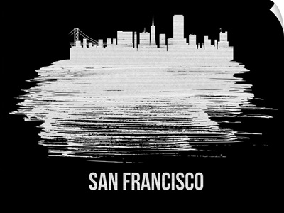 San Francisco Skyline Brush Stroke White
