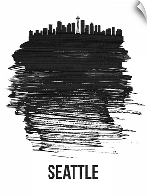 Seattle Skyline Brush Stroke Black