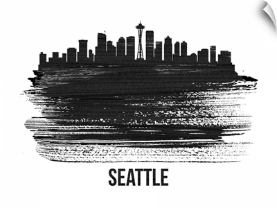 Seattle Skyline Brush Stroke Black II