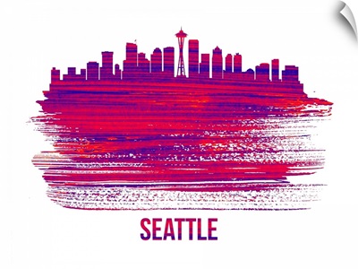 Seattle Skyline Brush Stroke Red