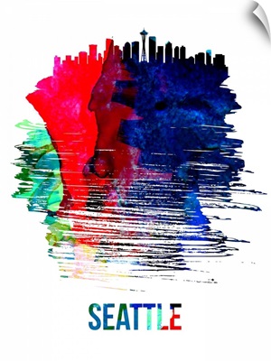 Seattle Skyline Brush Stroke Watercolor