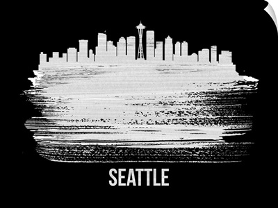 Seattle Skyline Brush Stroke White