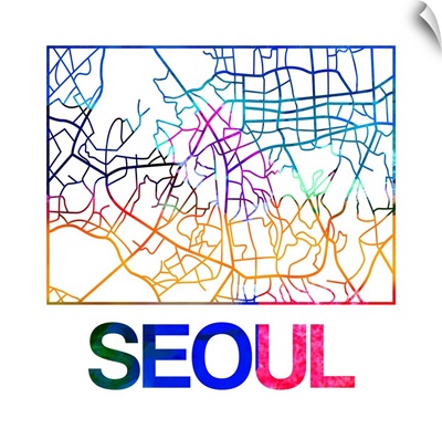 Seoul Watercolor Street Map