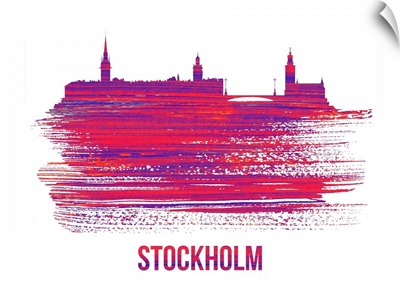 Stockholm Skyline Brush Stroke Red