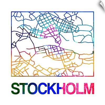 Stockholm Watercolor Street Map