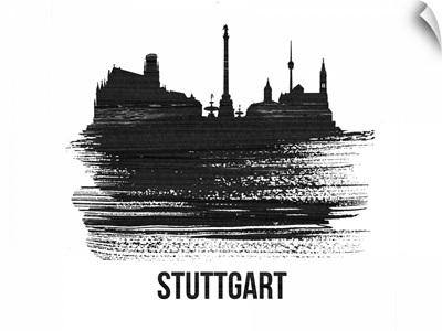 Stuttgart Skyline Brush Stroke Black II