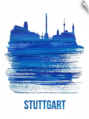 Stuttgart Skyline Brush Stroke Blue