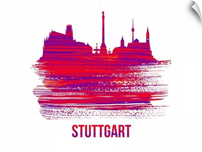 Stuttgart Skyline Brush Stroke Red