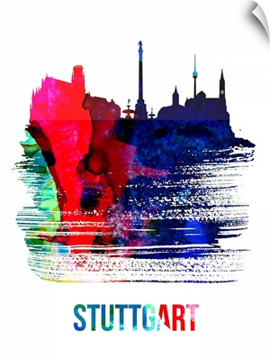 Stuttgart Skyline Brush Stroke Watercolor