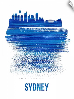 Sydney Skyline Brush Stroke Blue