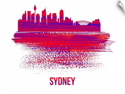 Sydney Skyline Brush Stroke Red