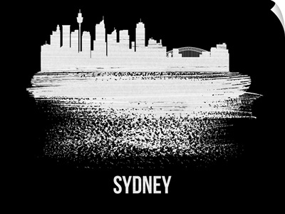 Sydney Skyline Brush Stroke White